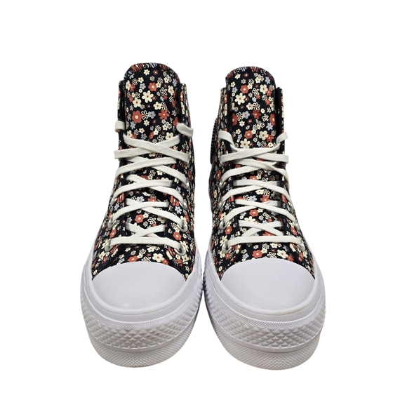 Converse Women's CTAS Hi Top Lift Petite Petals/Black Platform Sneakers, Size 7 - Picture 4 of 12